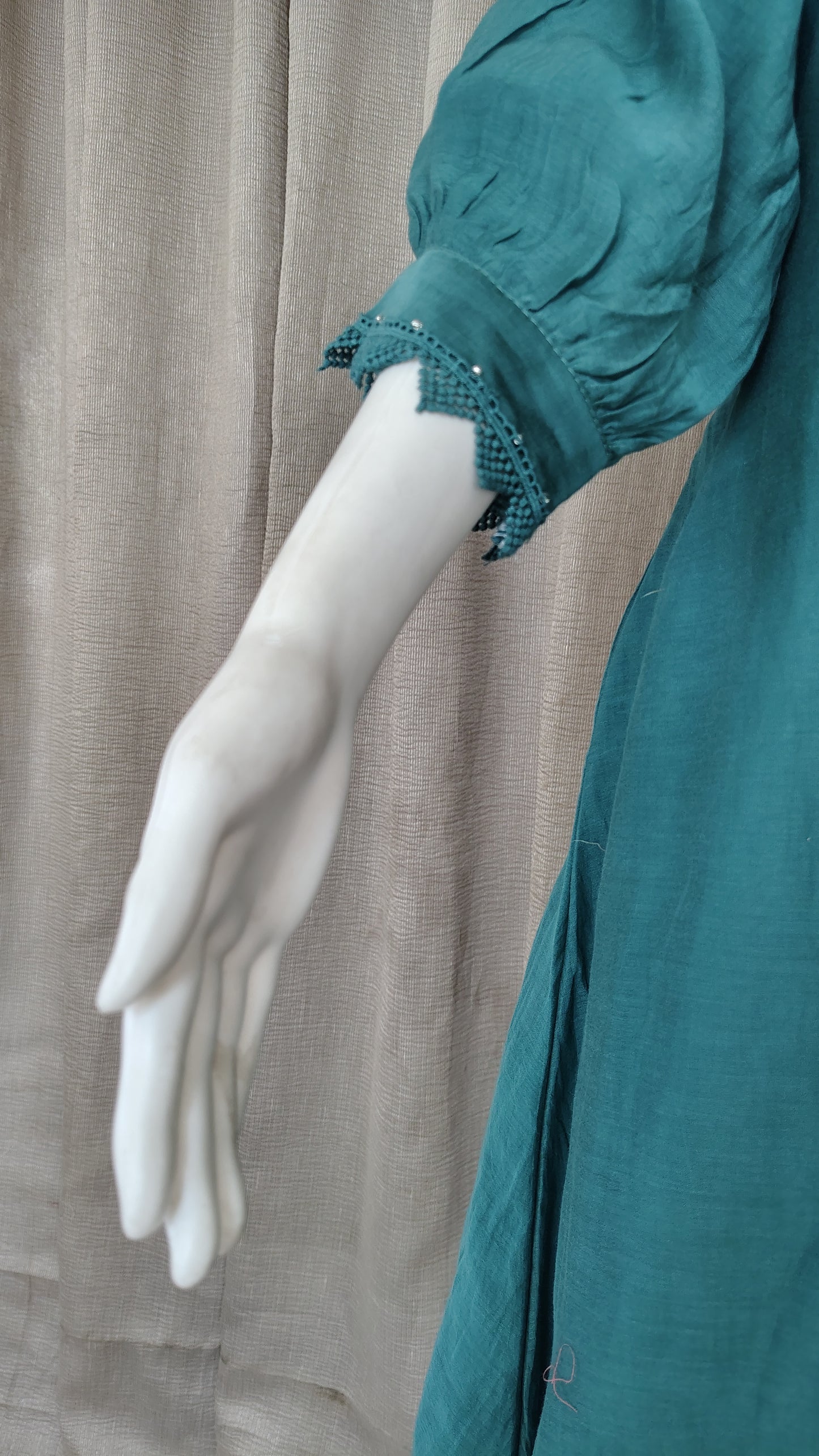 Teal Green Mul Chanderi Dress