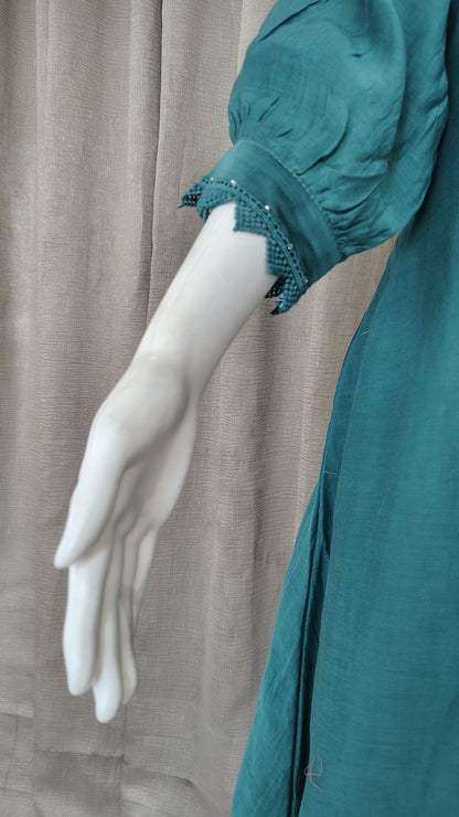 Teal Green Mul Chanderi Dress