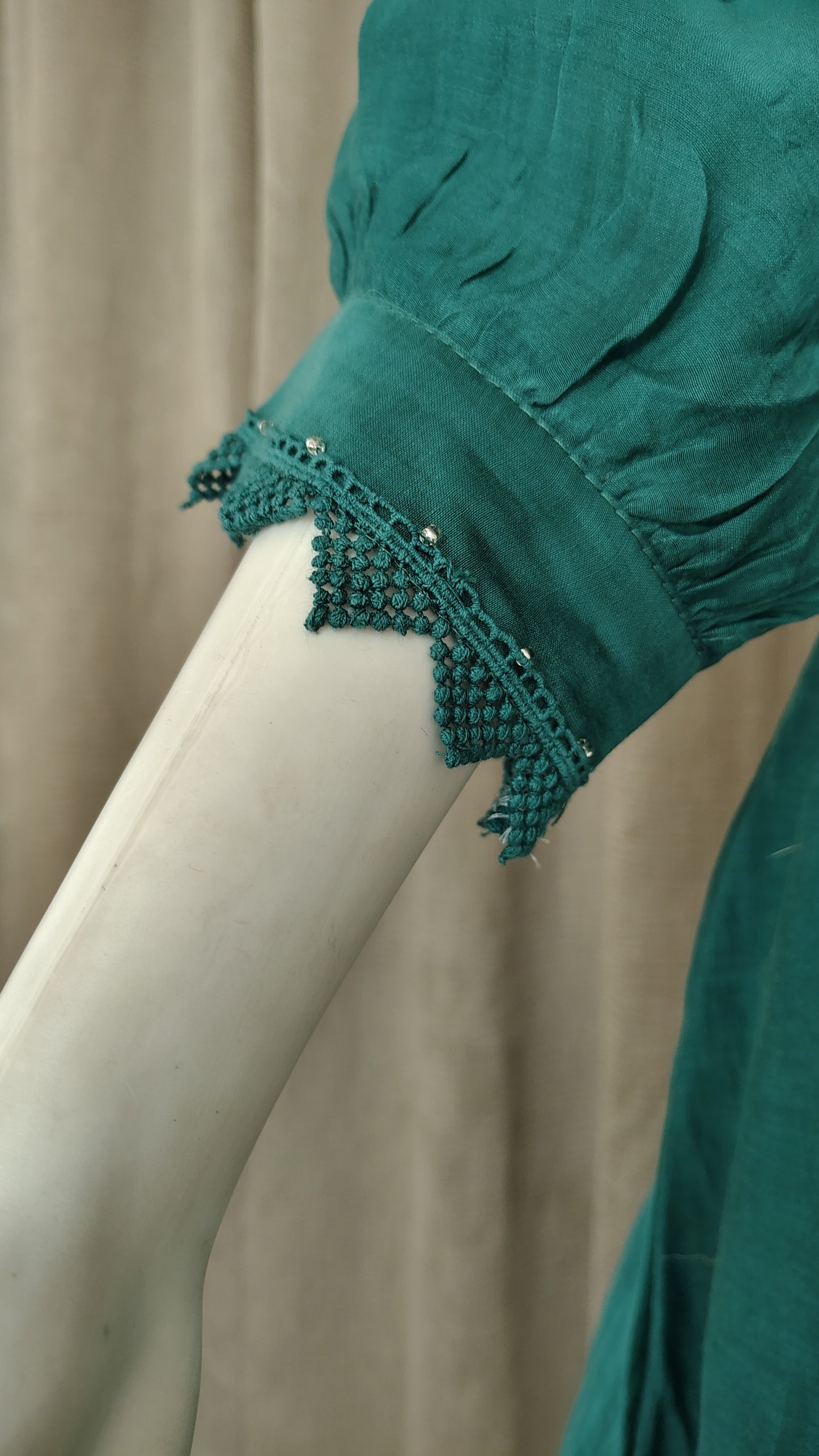 Teal Green Mul Chanderi Dress