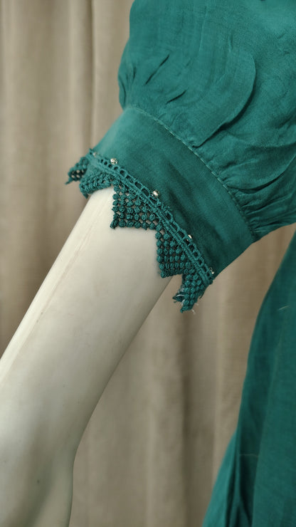 Teal Green Mul Chanderi Dress