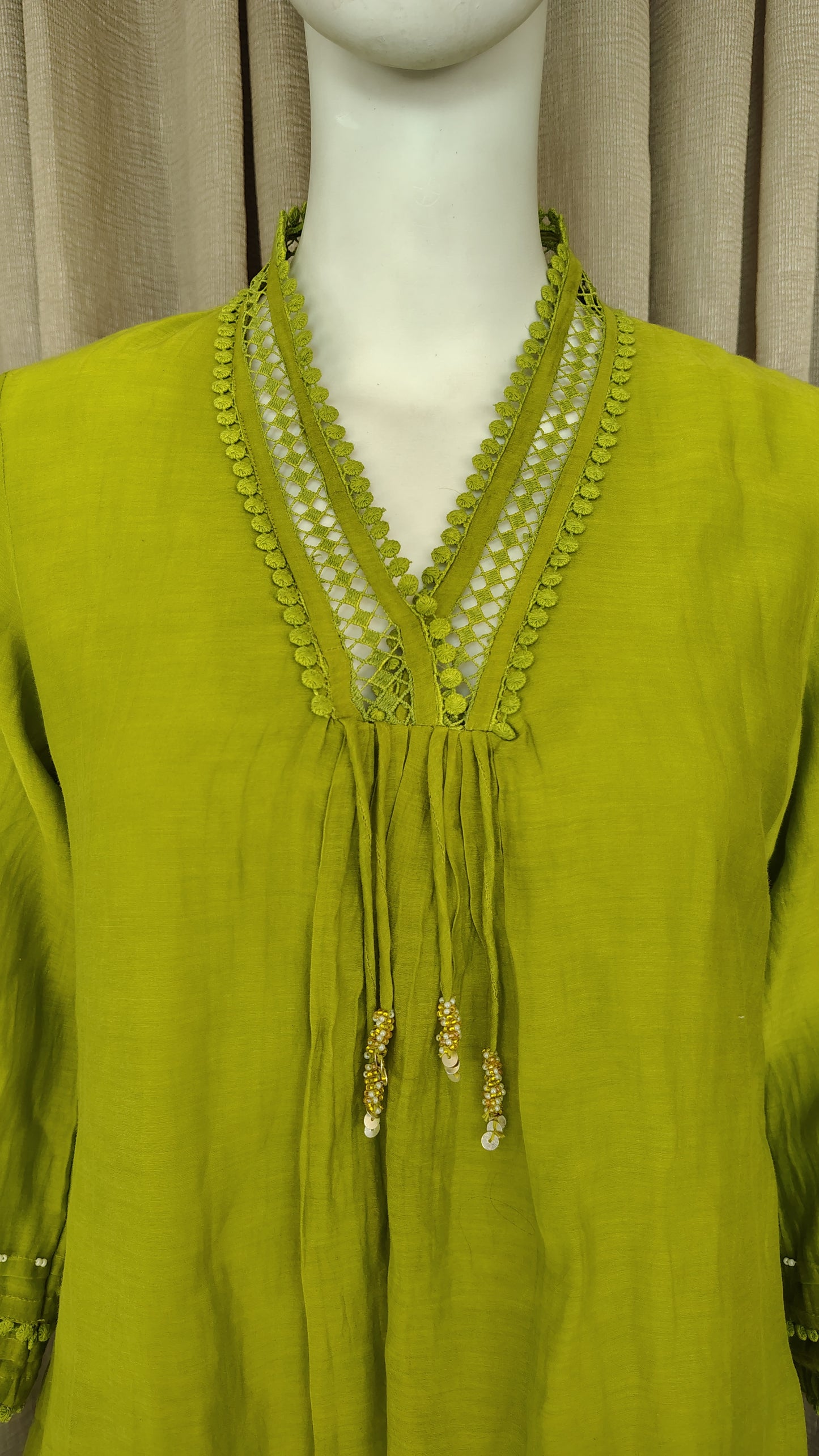 Green Mul Chanderi Dress