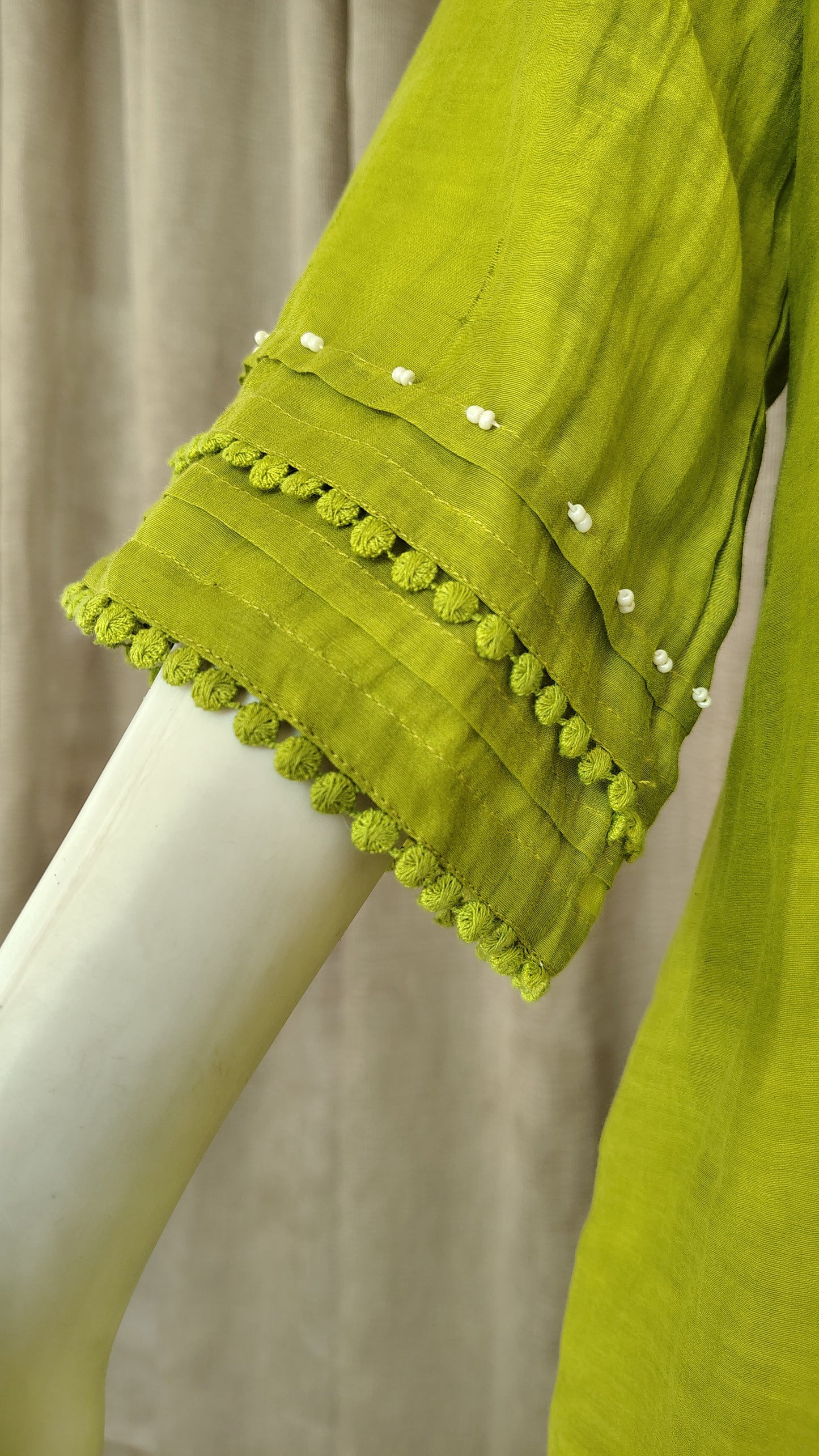Green Mul Chanderi Dress