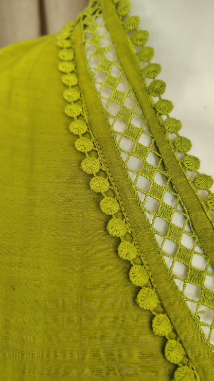 Green Mul Chanderi Dress