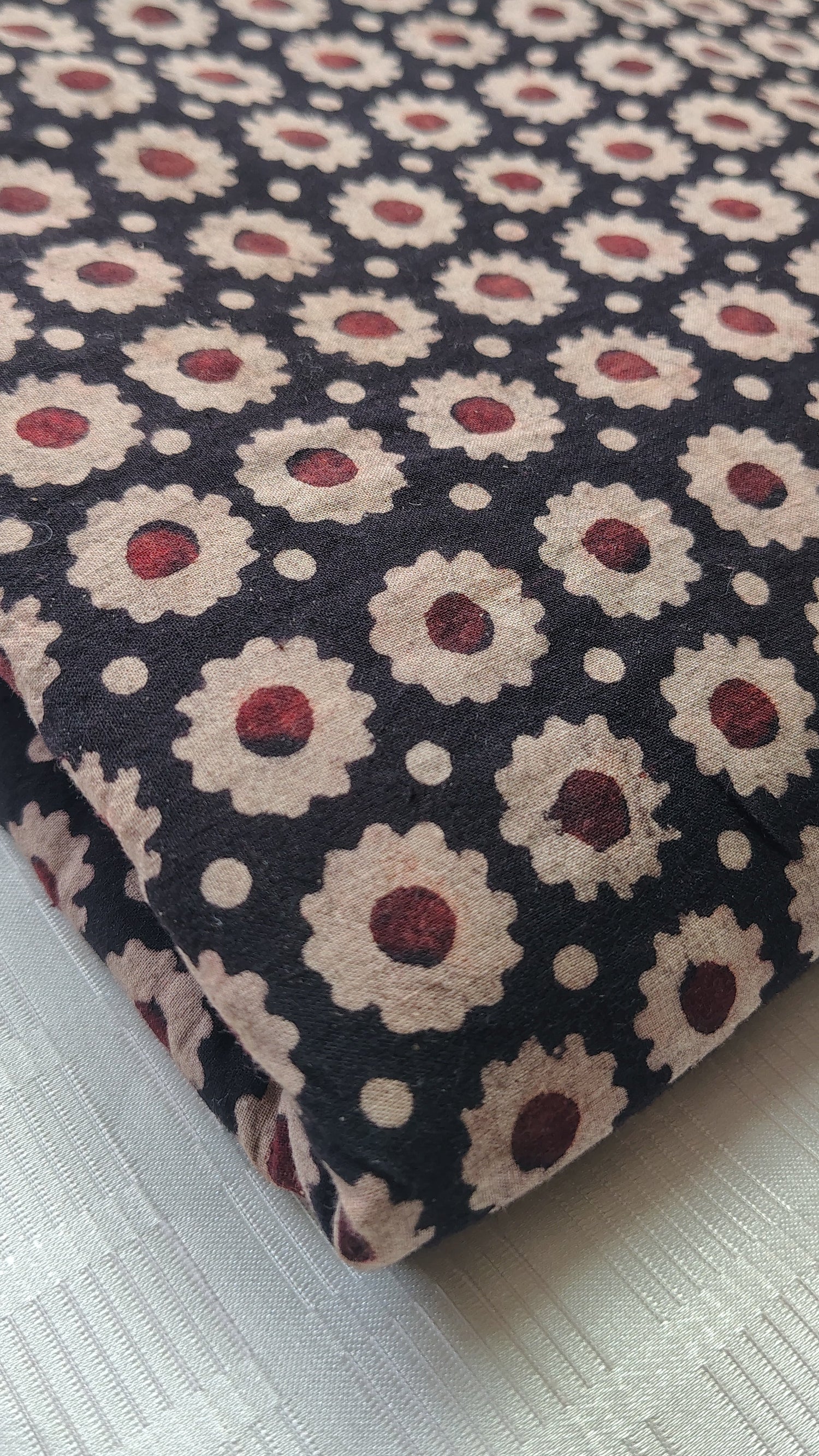 Floral patterned fabric on a white background