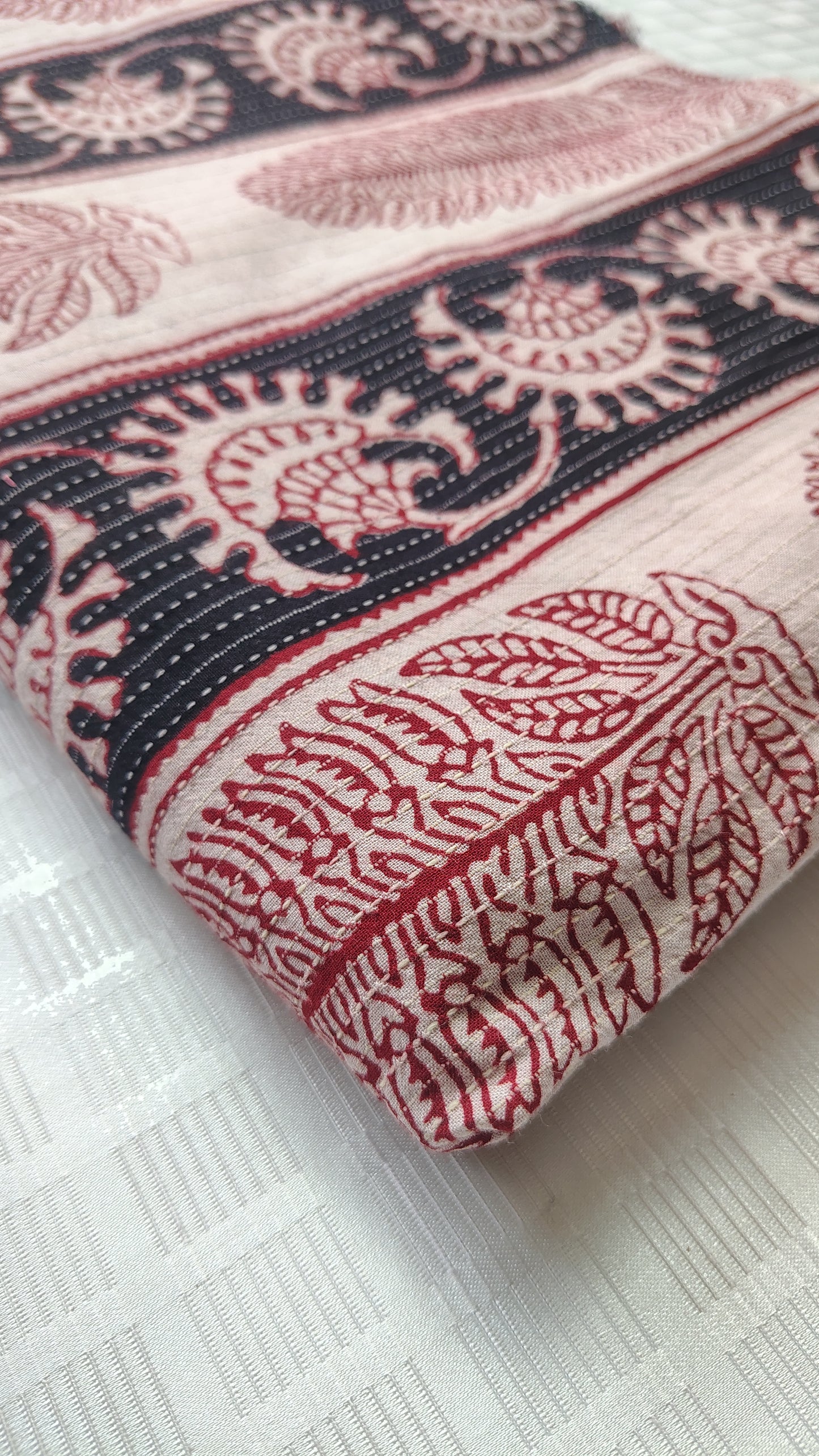 Bagh Print Stripe Floral Cotton Fabric