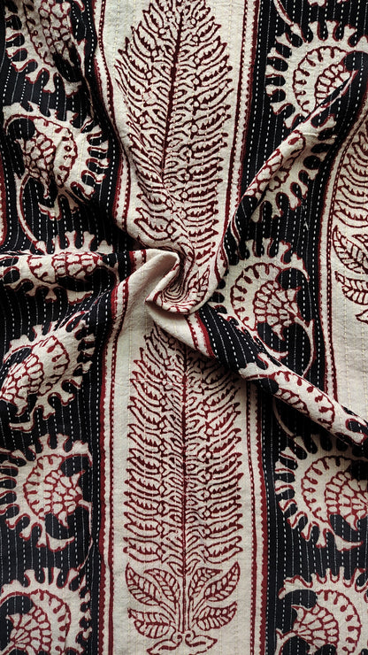 Bagh Print Stripe Floral Cotton Fabric