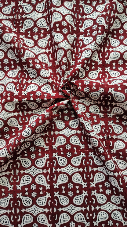 Geometric Maroon Bagh Print