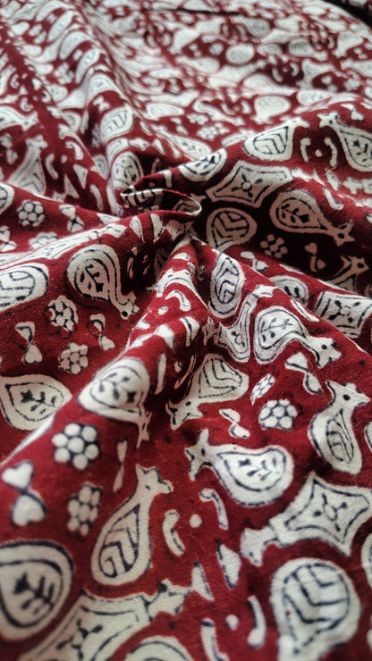 Geometric Maroon Bagh Print