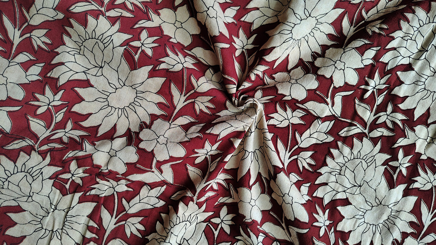 Kalamkari Fabric Rust orange Print