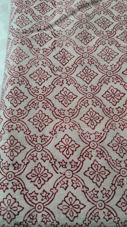 Red Bagh Print Cotton Fabric