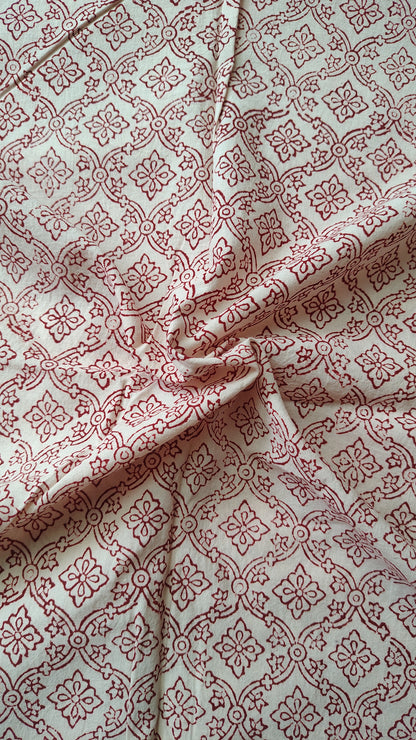 Red Bagh Print Cotton Fabric
