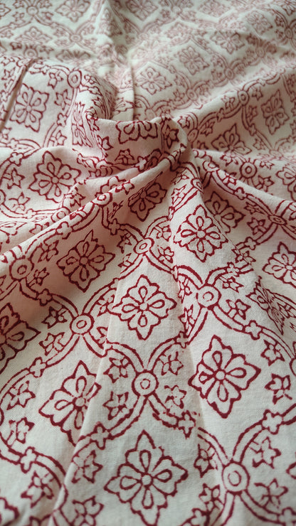 Red Bagh Print Cotton Fabric