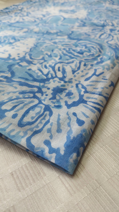 Blue Printed Cotton Fabric