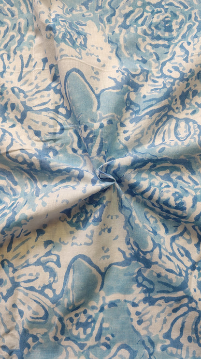 Blue Printed Cotton Fabric