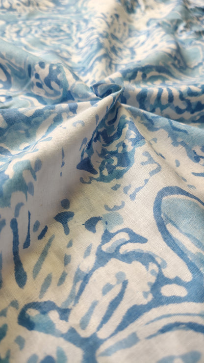Blue Printed Cotton Fabric