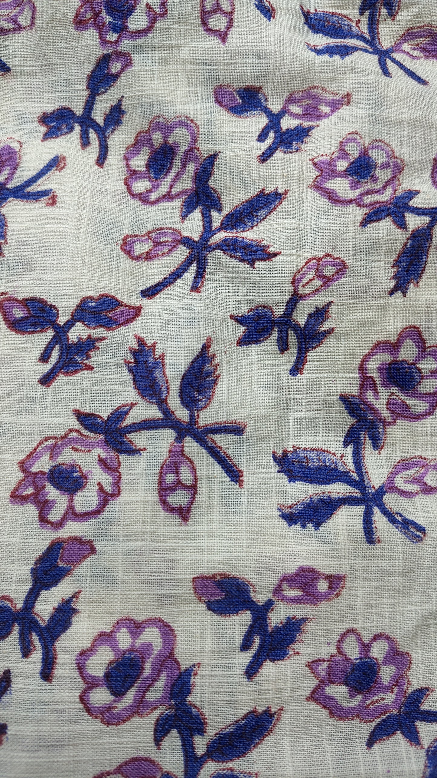 White Cotton Linen Floral Print Fabric