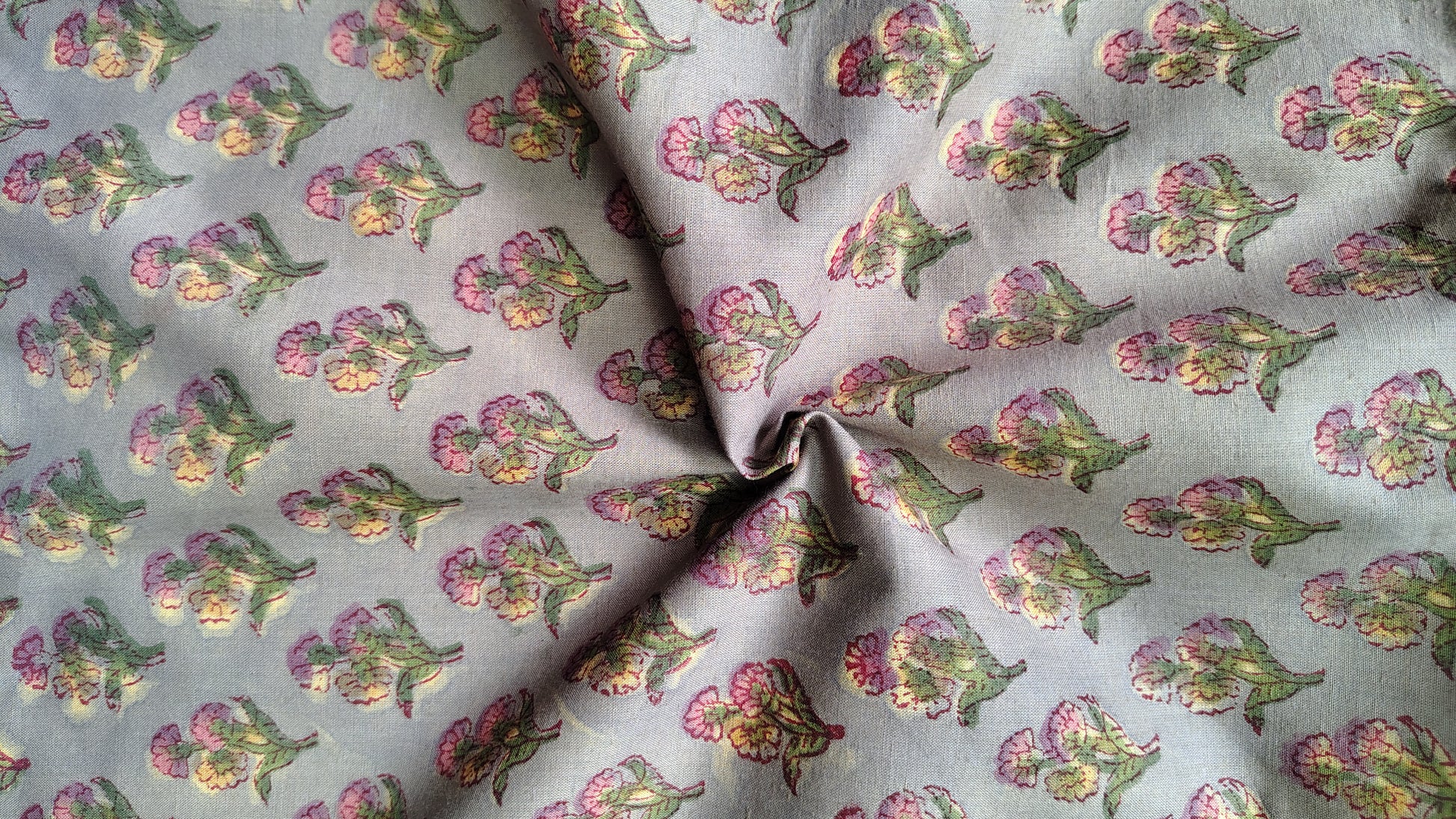 Floral patterned fabric with a gray background