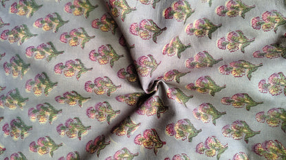 Floral patterned fabric with a gray background