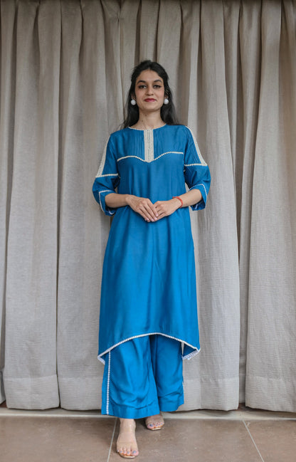 Blue and Yellow lace Co-Ord set  - Mother Daughter