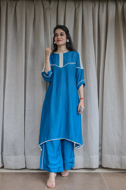 Blue and Yellow lace Co-Ord set  - Mother Daughter