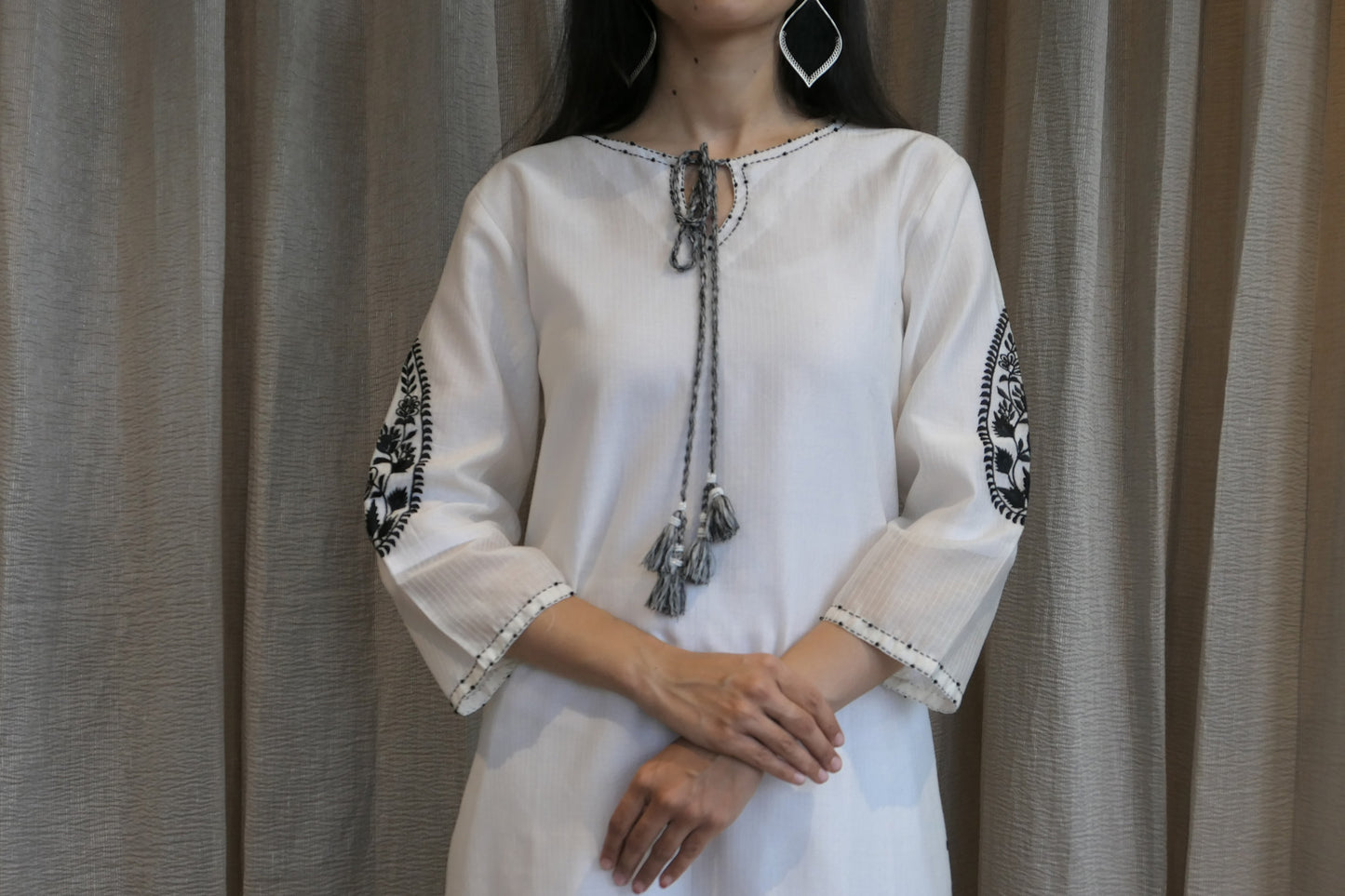 Ice Blue and White  Paisley Silk Embroidered Kurta And Pant