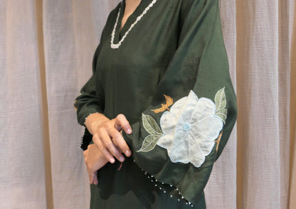 Green Cotton Patched Co-ord Set