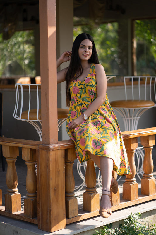 Yellow Halter neck Dress