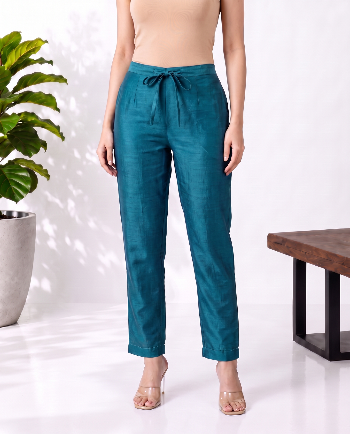Teal Green Blue Mul Chanderi Suitset