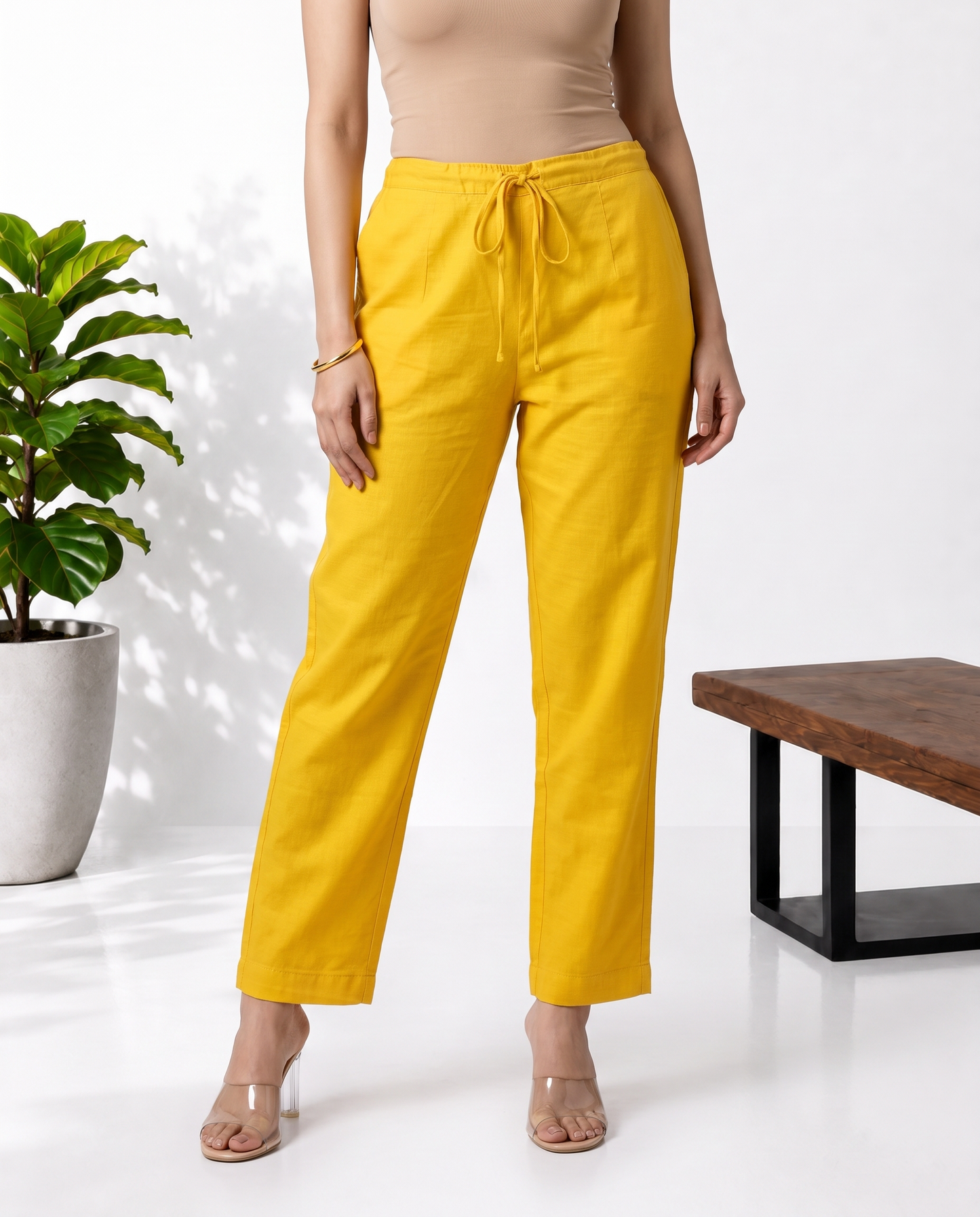Yellow Green Mul Chanderi Suitset