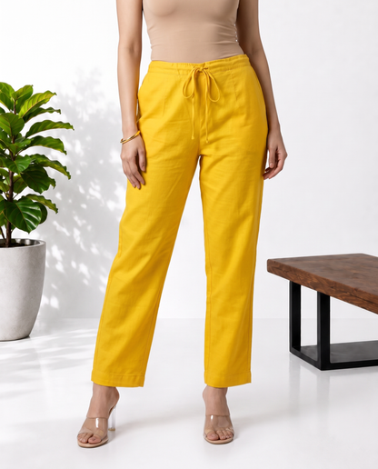Yellow Green Mul Chanderi Suitset