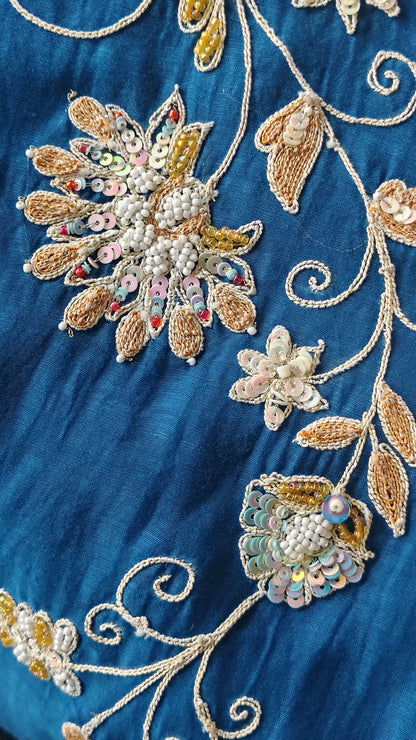 Blue Magenta Mul Chanderi Suitset