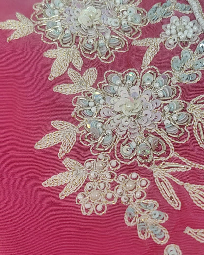 Pink Peach Mul Chanderi Suitset