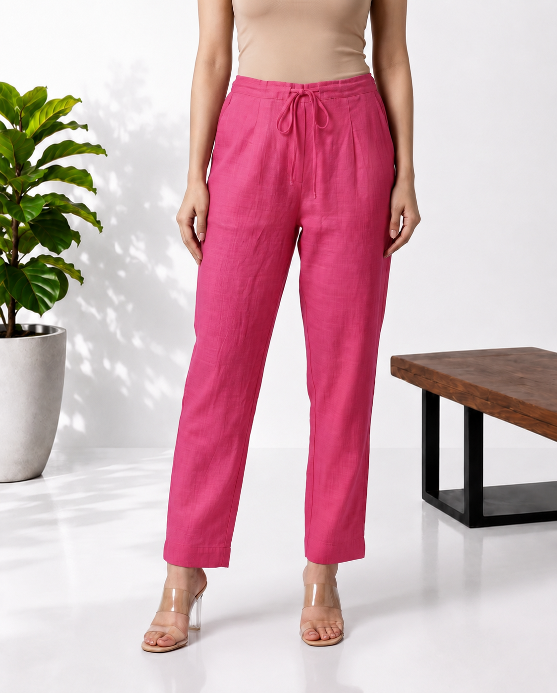 Pink Peach Mul Chanderi Suitset