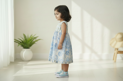 Blue Hand Block Printed Cotton Dress