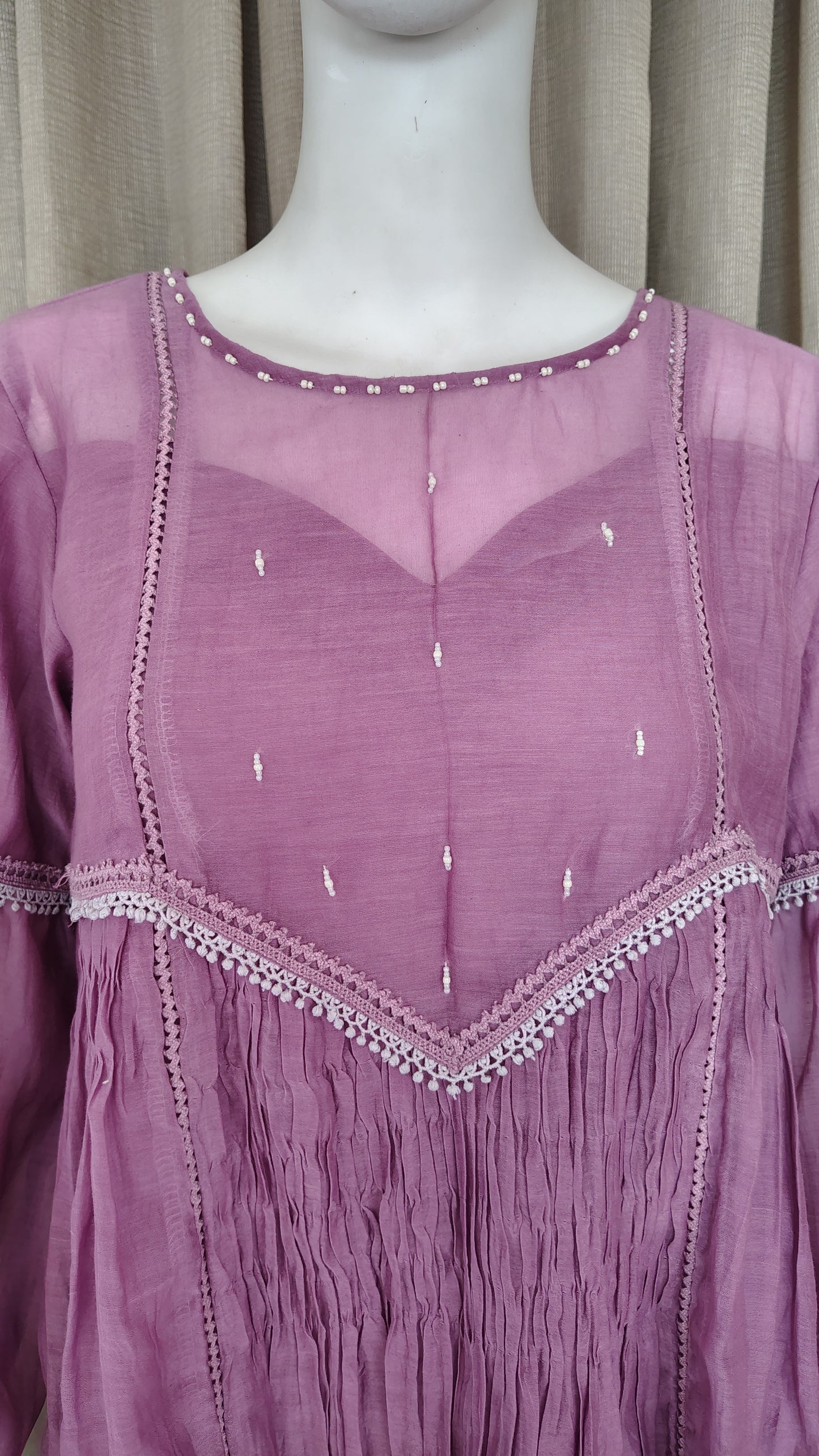 Purple Mul Chanderi Dress