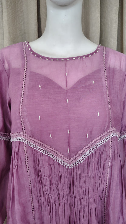 Purple Mul Chanderi Dress