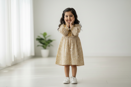 Mustard Yellow Hand Block Printed Cotton Dress
