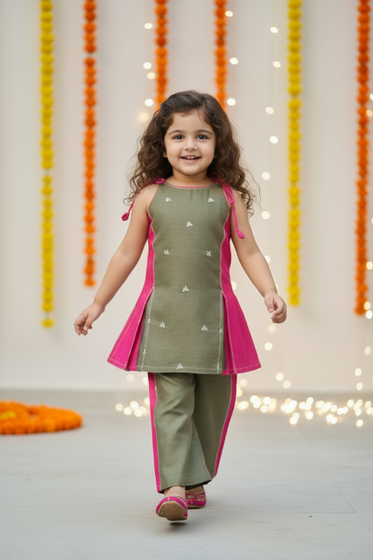 Green pink Co-Ord sets for Kids