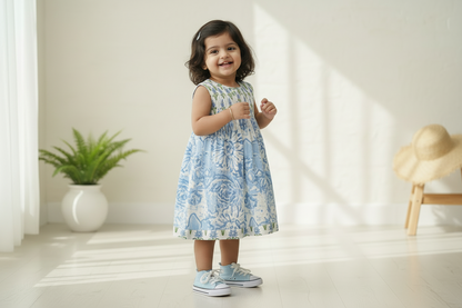 Blue Hand Block Printed Cotton Dress