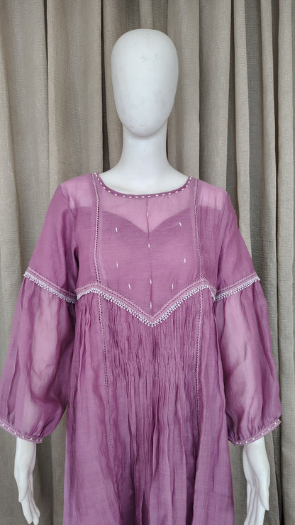 Purple Mul Chanderi Dress