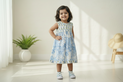 Blue Hand Block Printed Cotton Dress