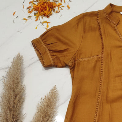 Mustard Mul Chanderi Dress