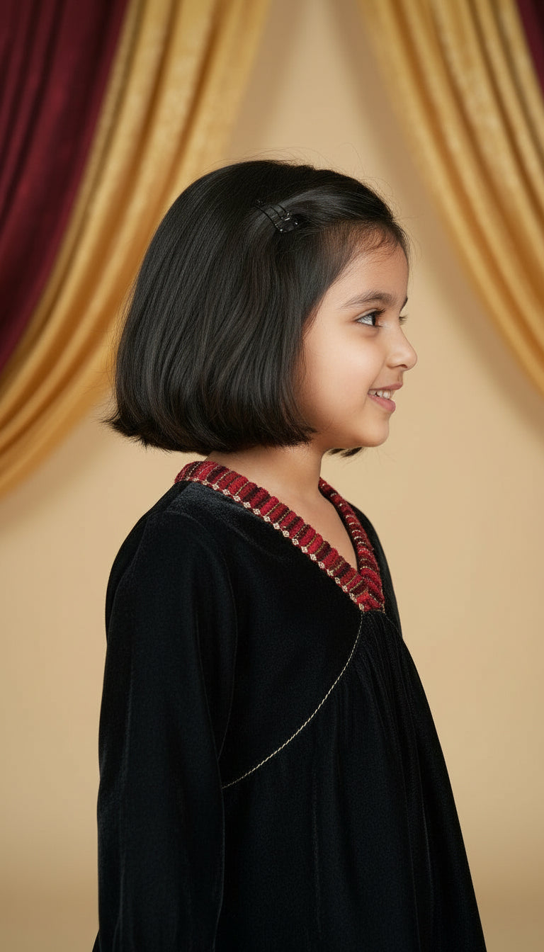 Kids velvet black kurta pant