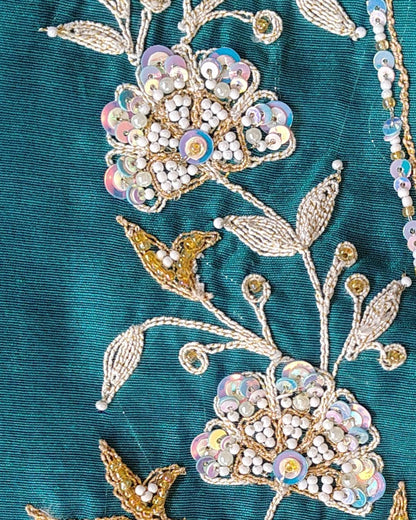 Teal Green Blue Mul Chanderi Suitset